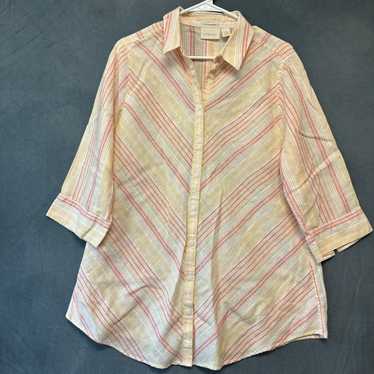 Chicos Chicos Blouse No Iron 100% Linen Beachy Geo