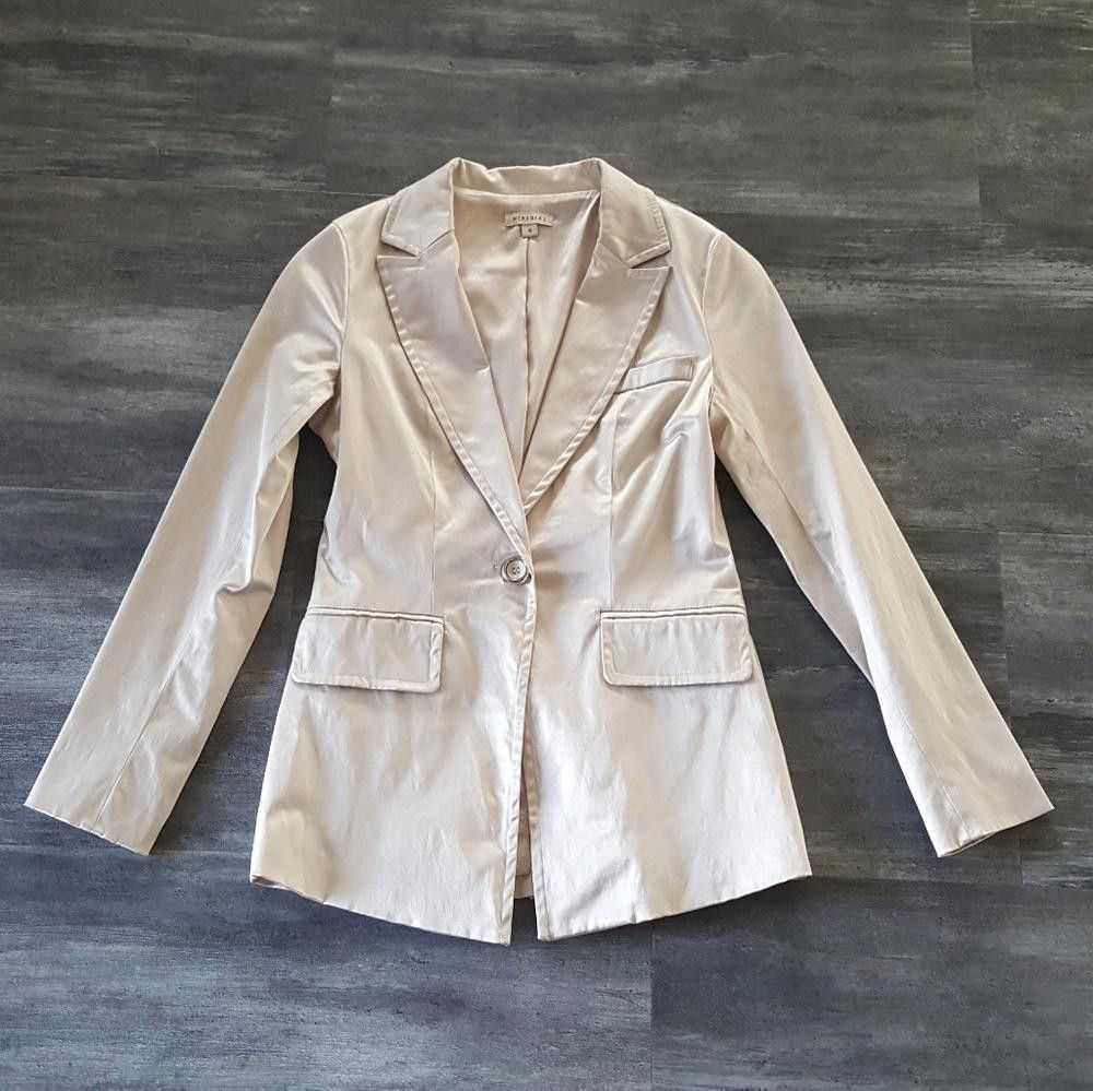 Designer Nude Satin Nikibiki Business Blazer Long… - image 1