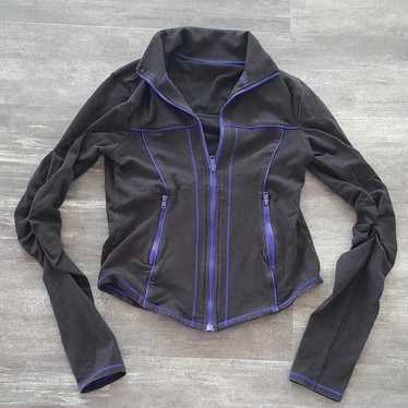 Designer Black Violet VS Yoga Fitted Athletic Zip… - image 1