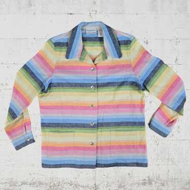 Other Y2K Pastel Rainbow Linen Blend Striped Jacke