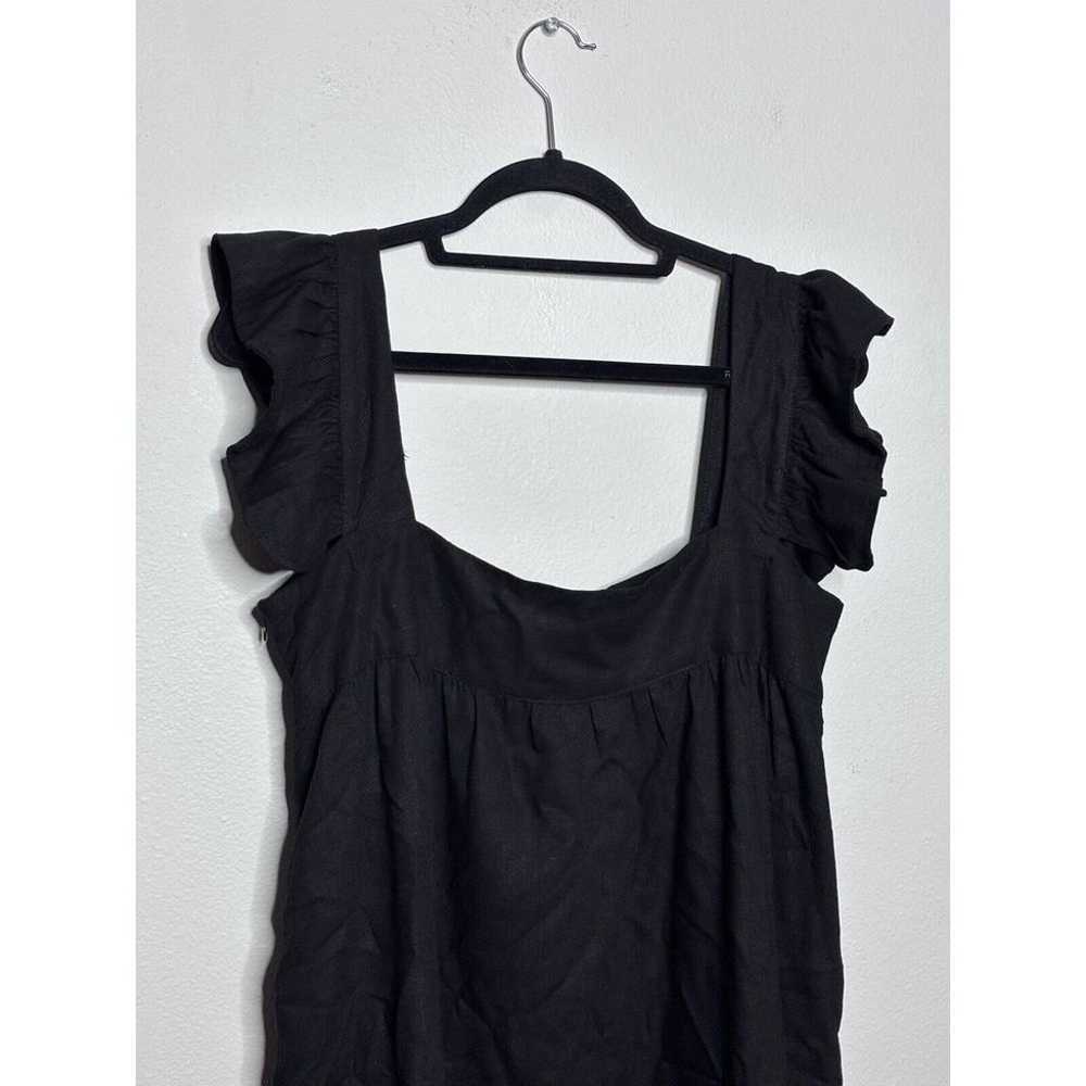 OPT Size L Black Sheath Apron Ruffle Sleeve Dress… - image 2