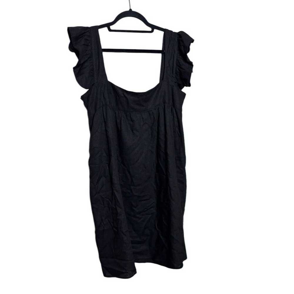 OPT Size L Black Sheath Apron Ruffle Sleeve Dress… - image 4