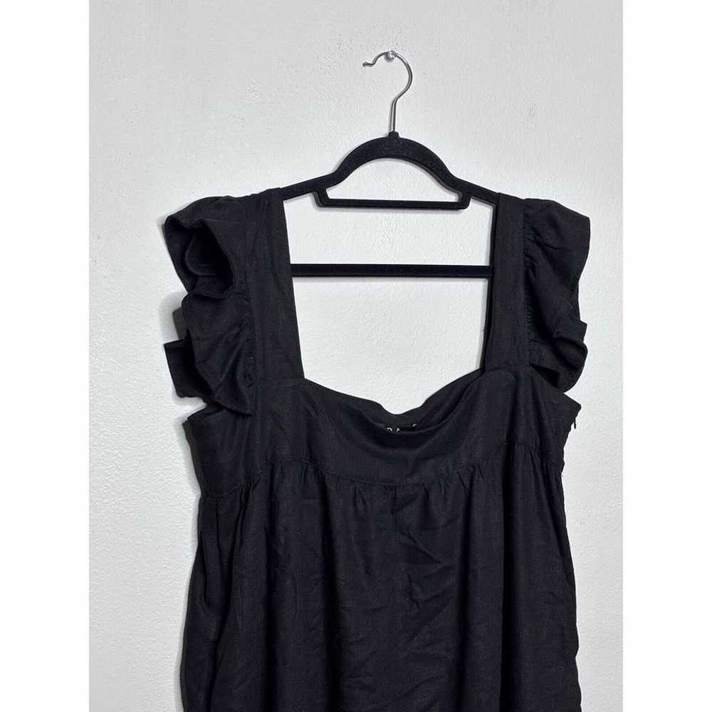 OPT Size L Black Sheath Apron Ruffle Sleeve Dress… - image 5