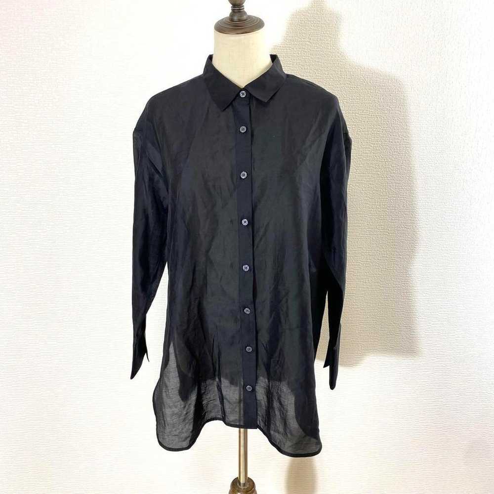 ♡【PLST】M Black Shirt Long Sleeve Sheer Slightly T… - image 1