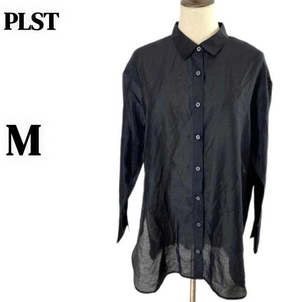 ♡【PLST】M Black Shirt Long Sleeve Sheer Slightly T… - image 2