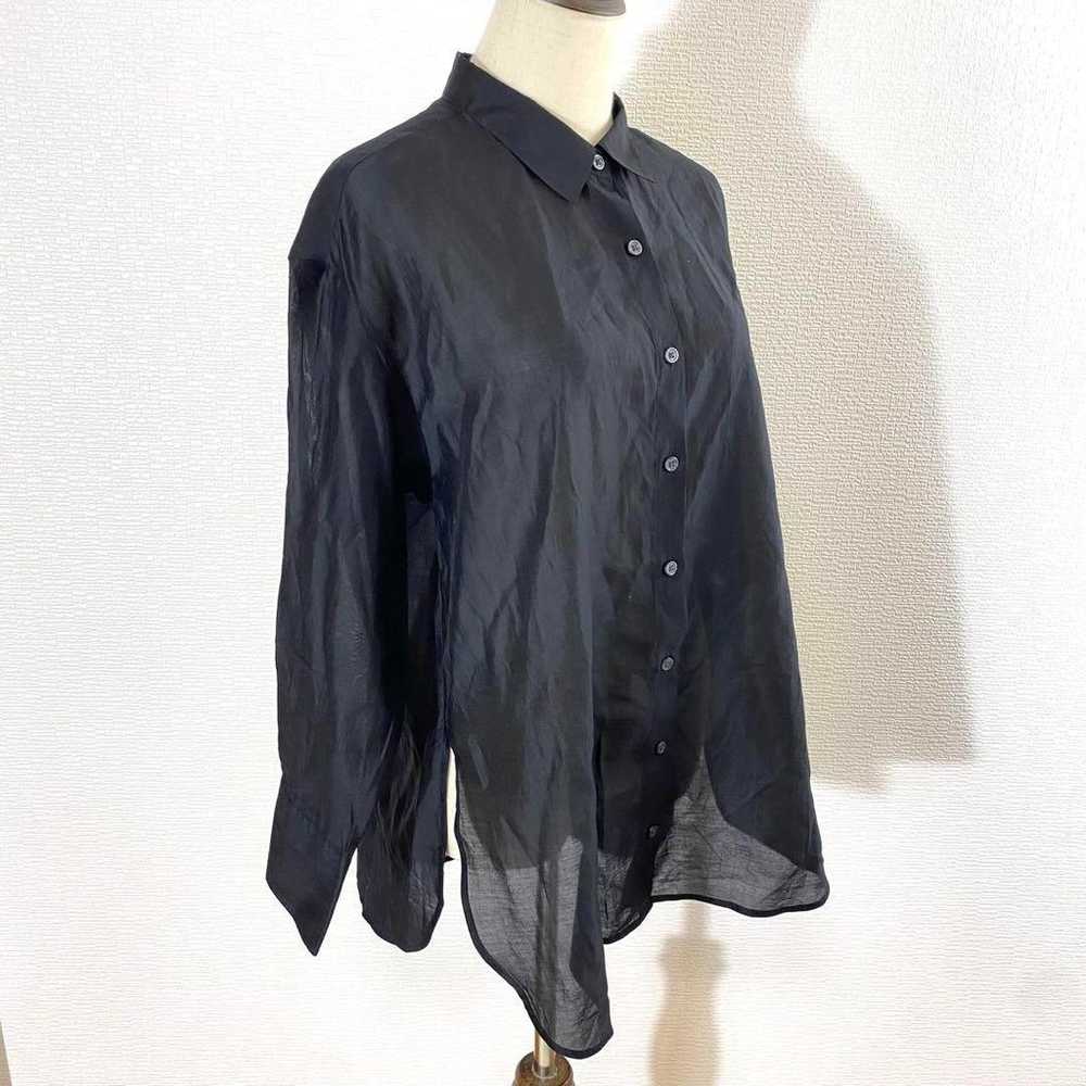 ♡【PLST】M Black Shirt Long Sleeve Sheer Slightly T… - image 5