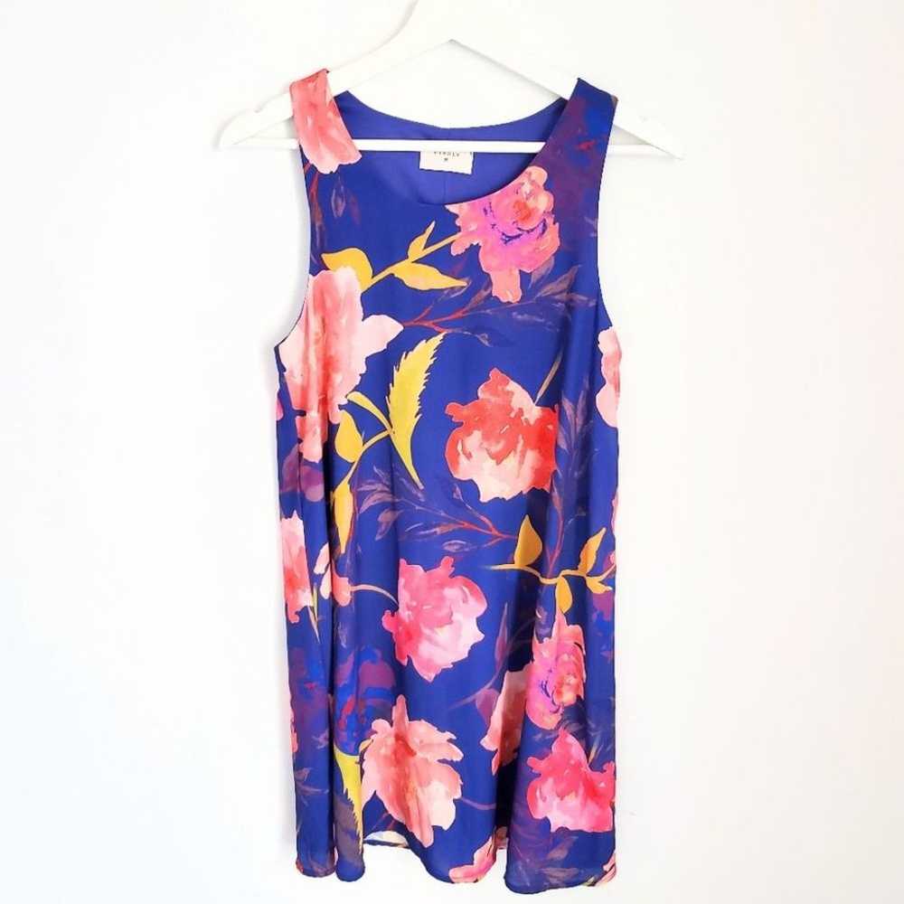 Everly Blue Floral Shift Dress Size S - image 1