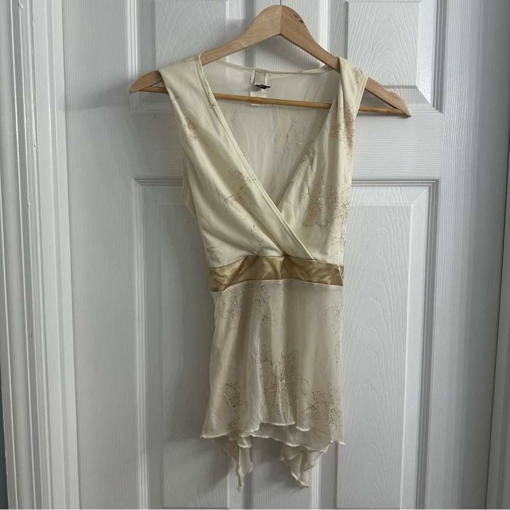 Y2K Vintage Blouse Sleeveless Sheer Mesh Coquette… - image 3