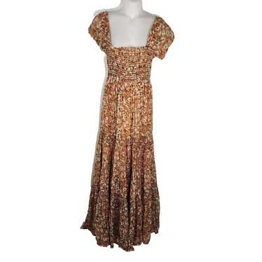 Southern Fried Chics Maxi Dress Small Orange Flor… - image 1