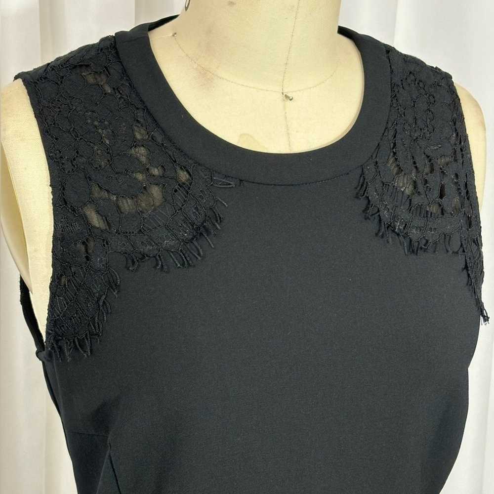 Madewell Black Lace Flared Sleeveless Knit Dress … - image 2