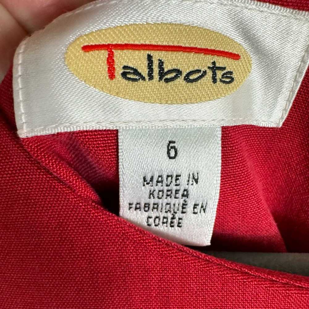 Talbots Vintage Red Short Cap Sleeve Round Neck L… - image 5