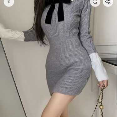 Bicolor Knit Mini Dress