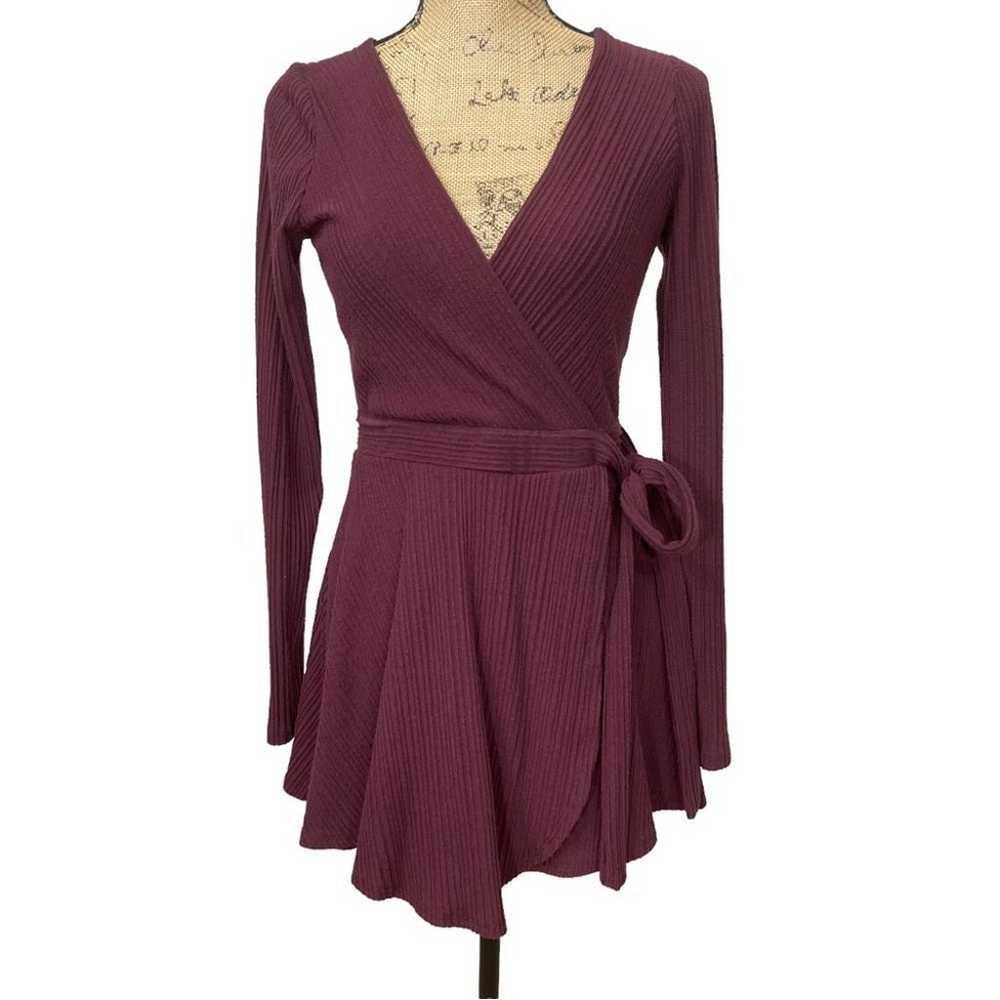 URBAN Outfitters Burgundy Wrap Romper Size Small - image 2