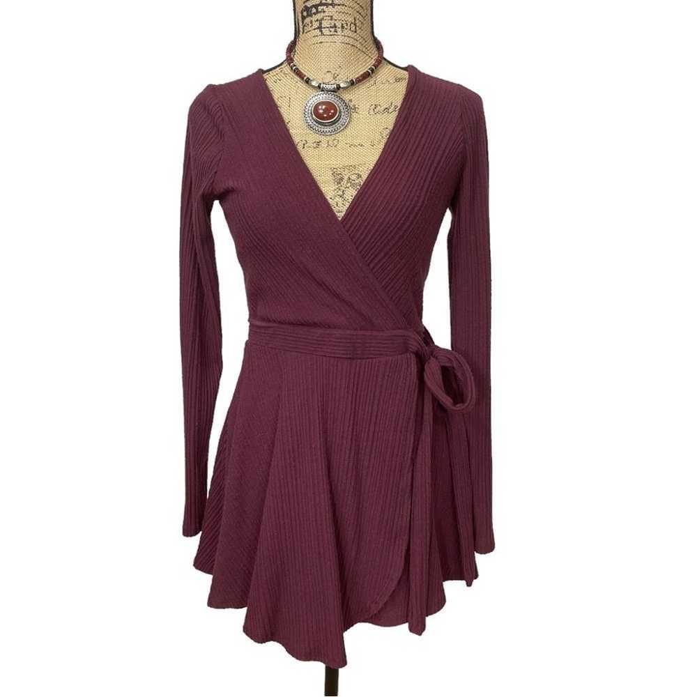 URBAN Outfitters Burgundy Wrap Romper Size Small - image 3