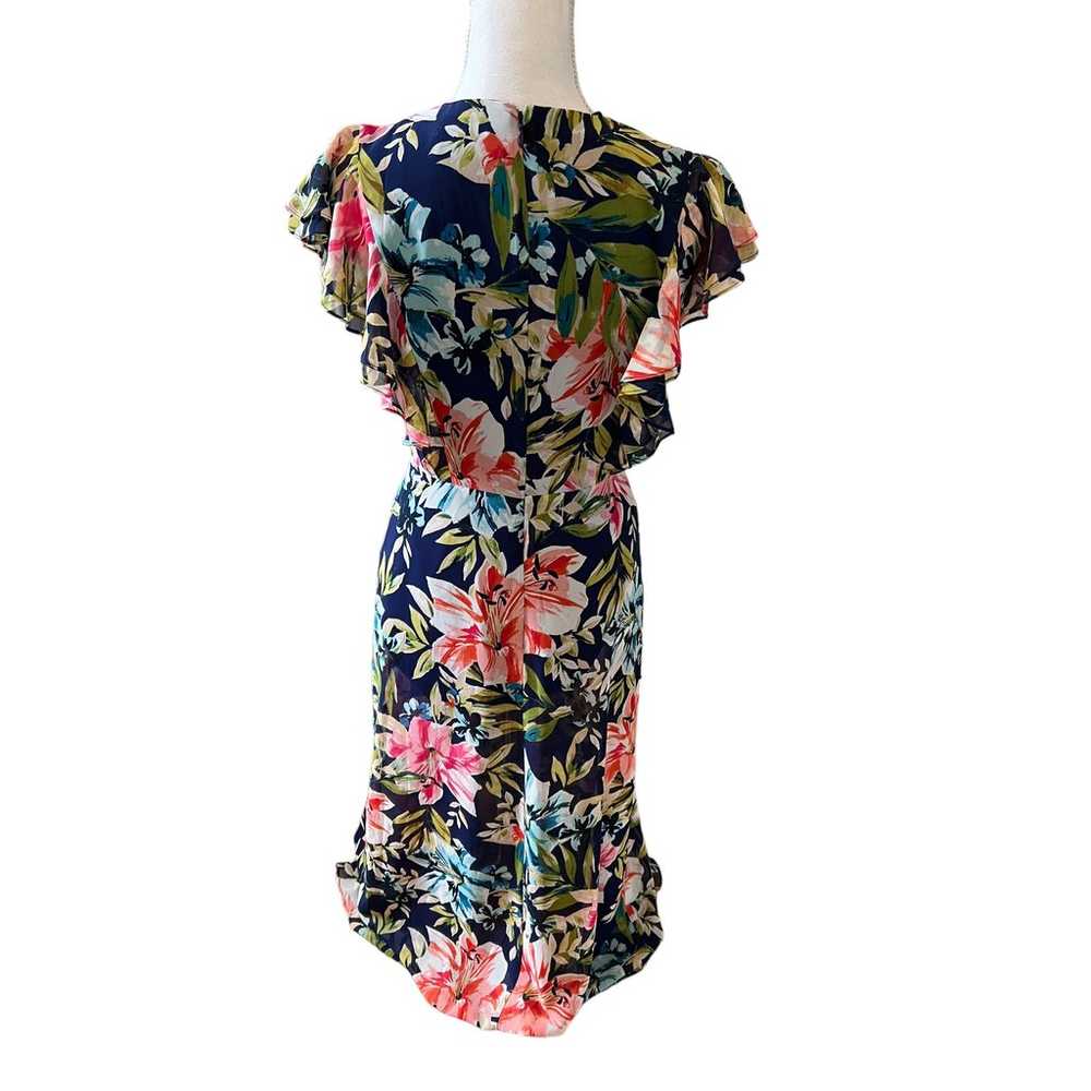 Eliza J Ruffle Floral Faux Wrap High Low Midi Dre… - image 4