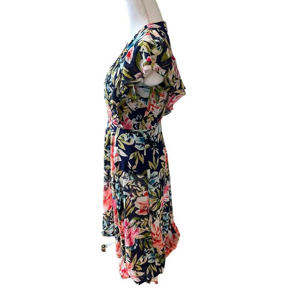 Eliza J Ruffle Floral Faux Wrap High Low Midi Dre… - image 6