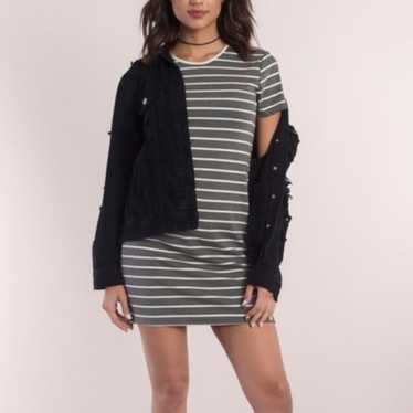 Tobi Striped Ringer T Shirt Dress‎ Small Gray Whi… - image 1