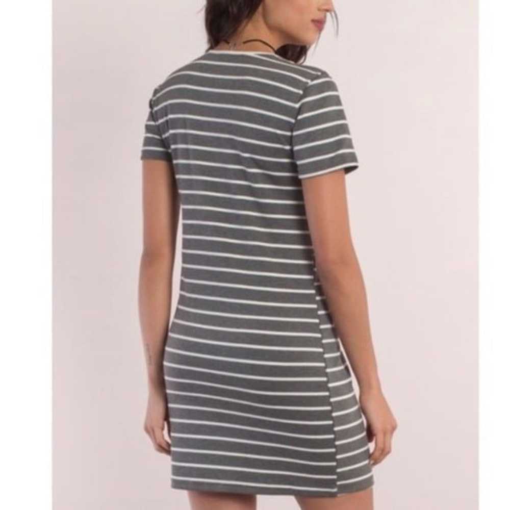 Tobi Striped Ringer T Shirt Dress‎ Small Gray Whi… - image 2