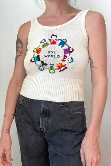 Vintage 1970s One World Knit Vest Selected by Cher