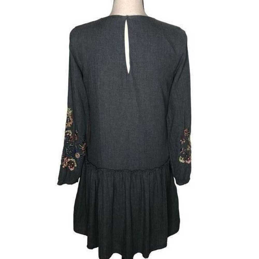 Zara Trafaluc Collection Gray Embroidered Shift D… - image 3