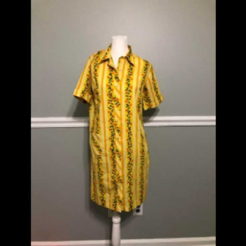 Vintage 60s Orange Yellow Shirt Shift Mini Dress - image 1