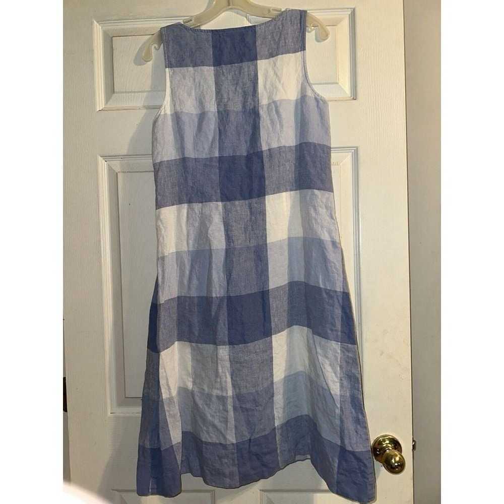 J. Jill Love Linen Gingham Tie Waist Dress Blue W… - image 10