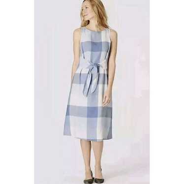 J. Jill Love Linen Gingham Tie Waist Dress Blue W… - image 1