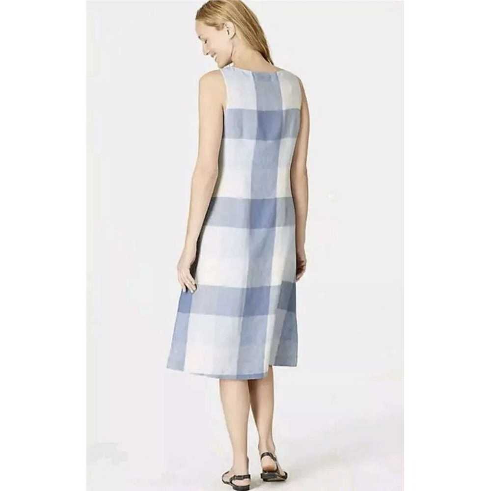 J. Jill Love Linen Gingham Tie Waist Dress Blue W… - image 3