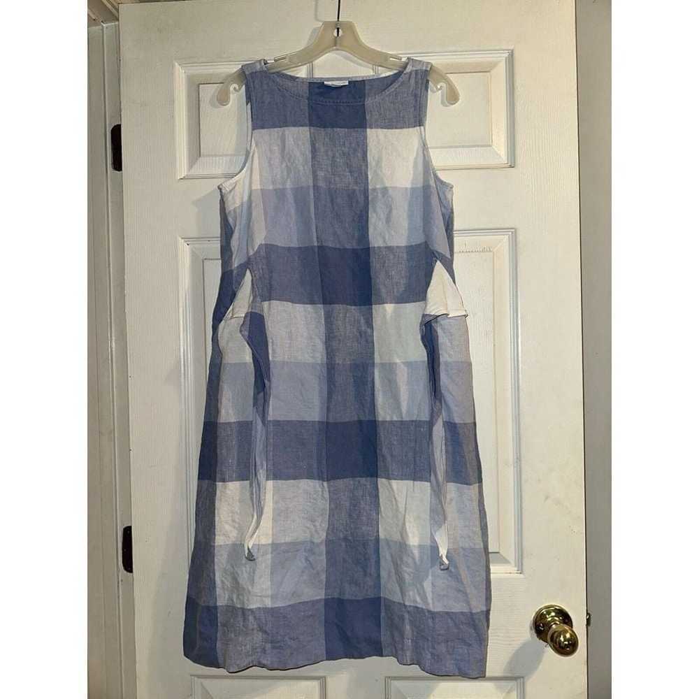 J. Jill Love Linen Gingham Tie Waist Dress Blue W… - image 5