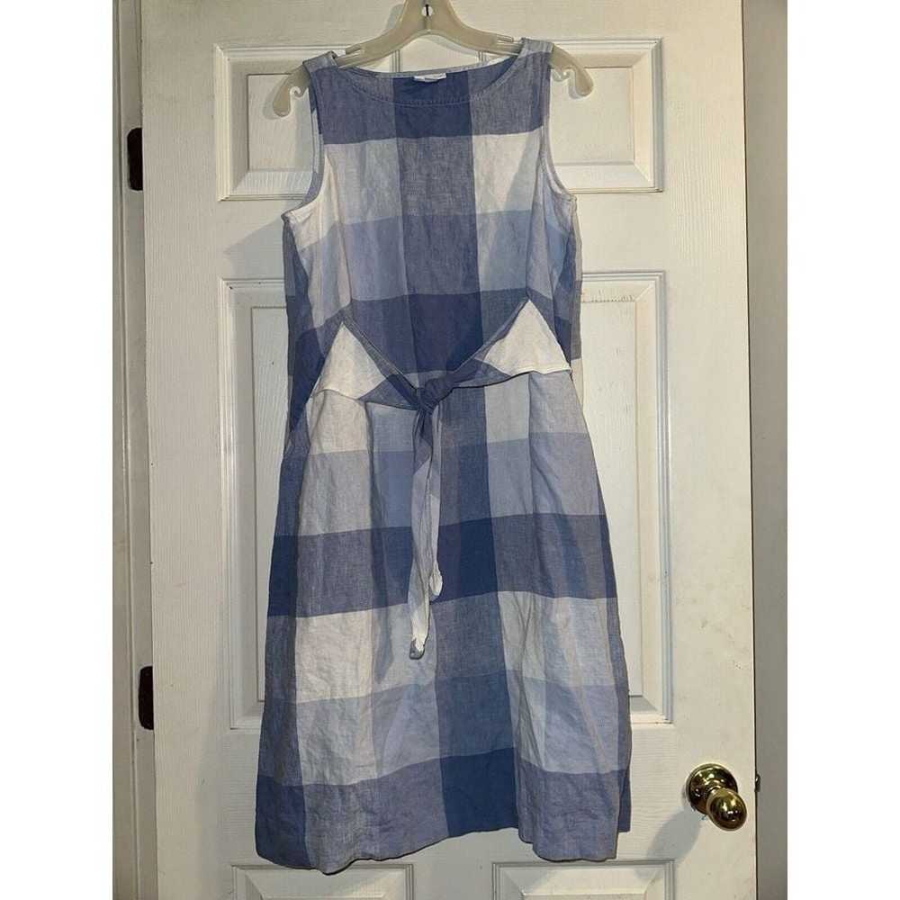 J. Jill Love Linen Gingham Tie Waist Dress Blue W… - image 6