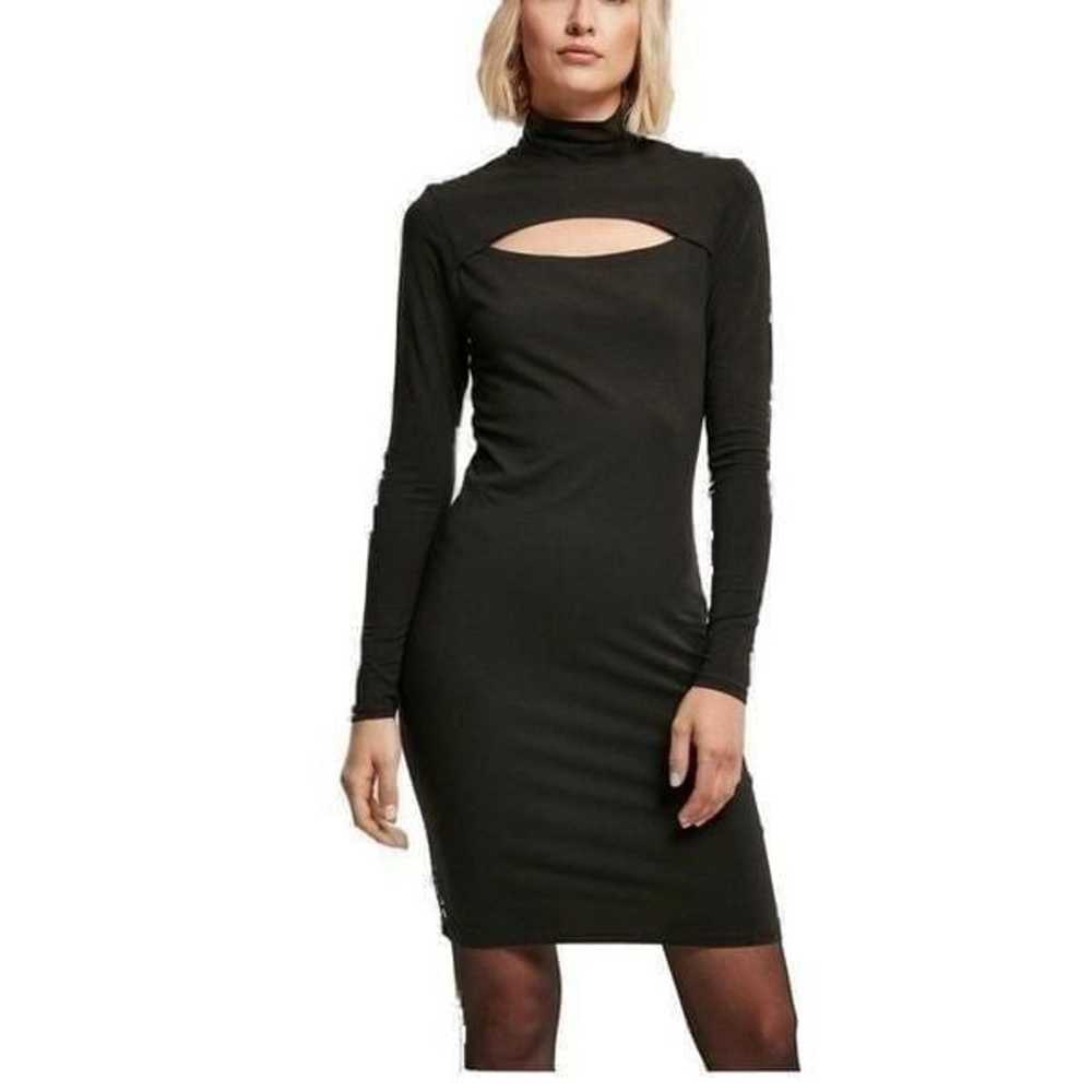 Anaisse Black Jersey Turtleneck Cut Out Front Dre… - image 1