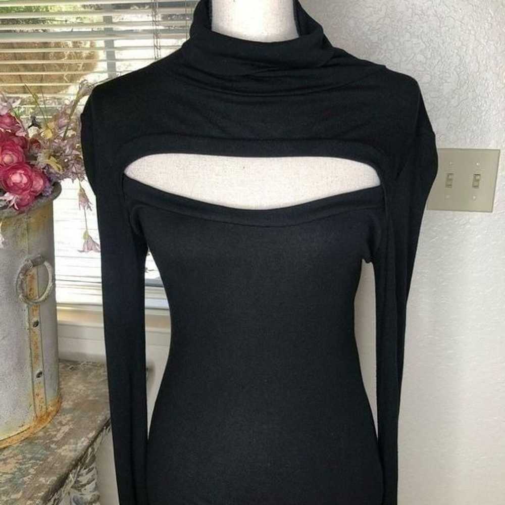 Anaisse Black Jersey Turtleneck Cut Out Front Dre… - image 4