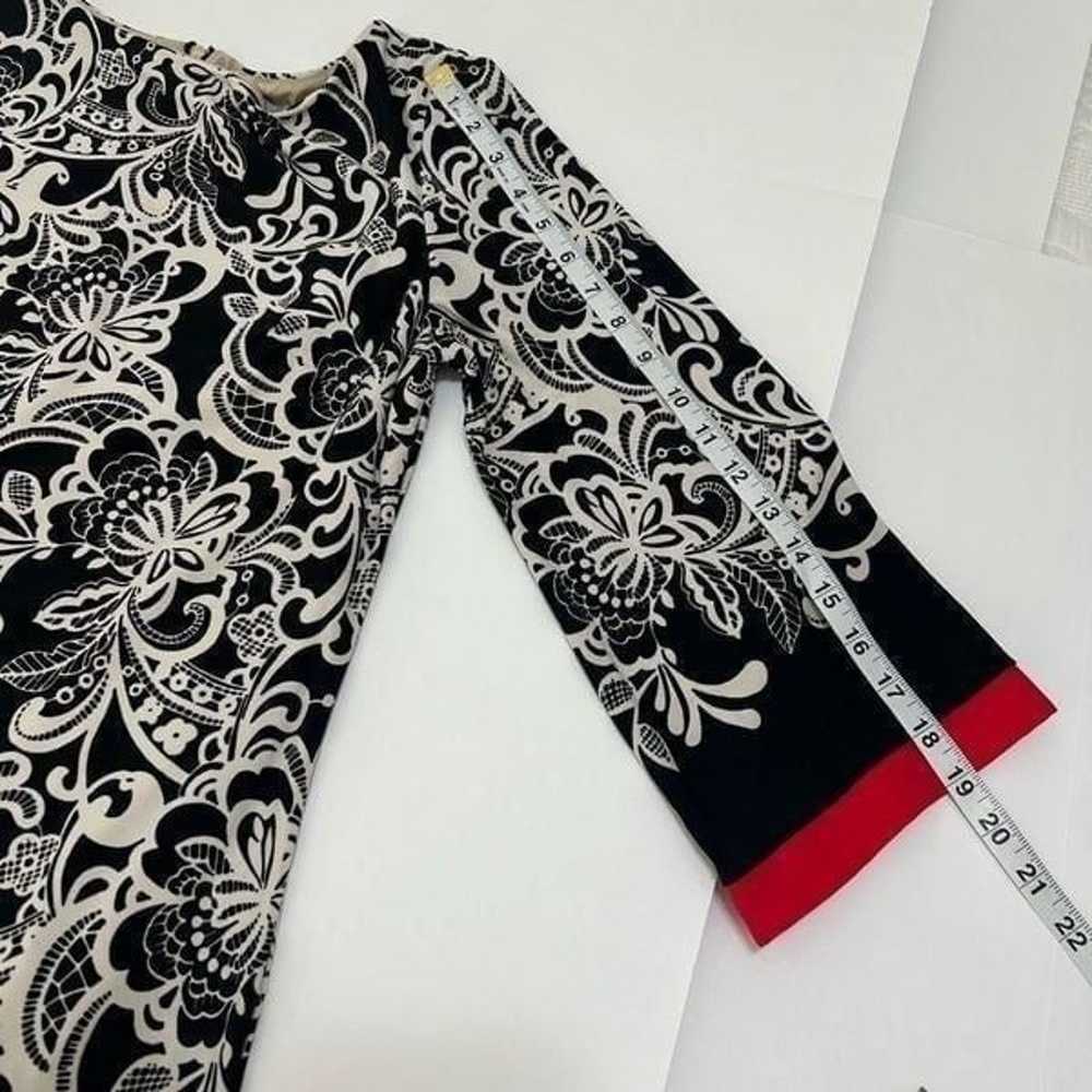 Eliza J Black White Red Floral Half Sleeve Scoop … - image 12