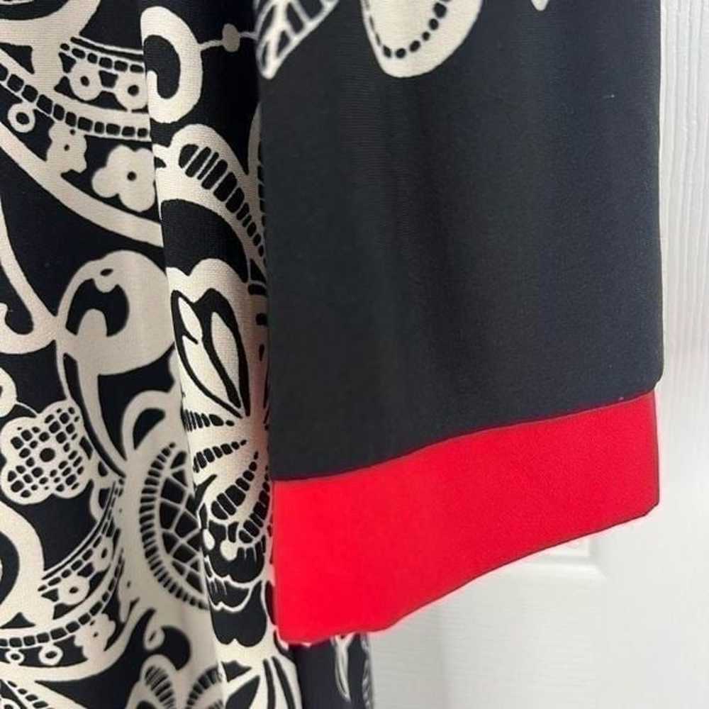 Eliza J Black White Red Floral Half Sleeve Scoop … - image 5