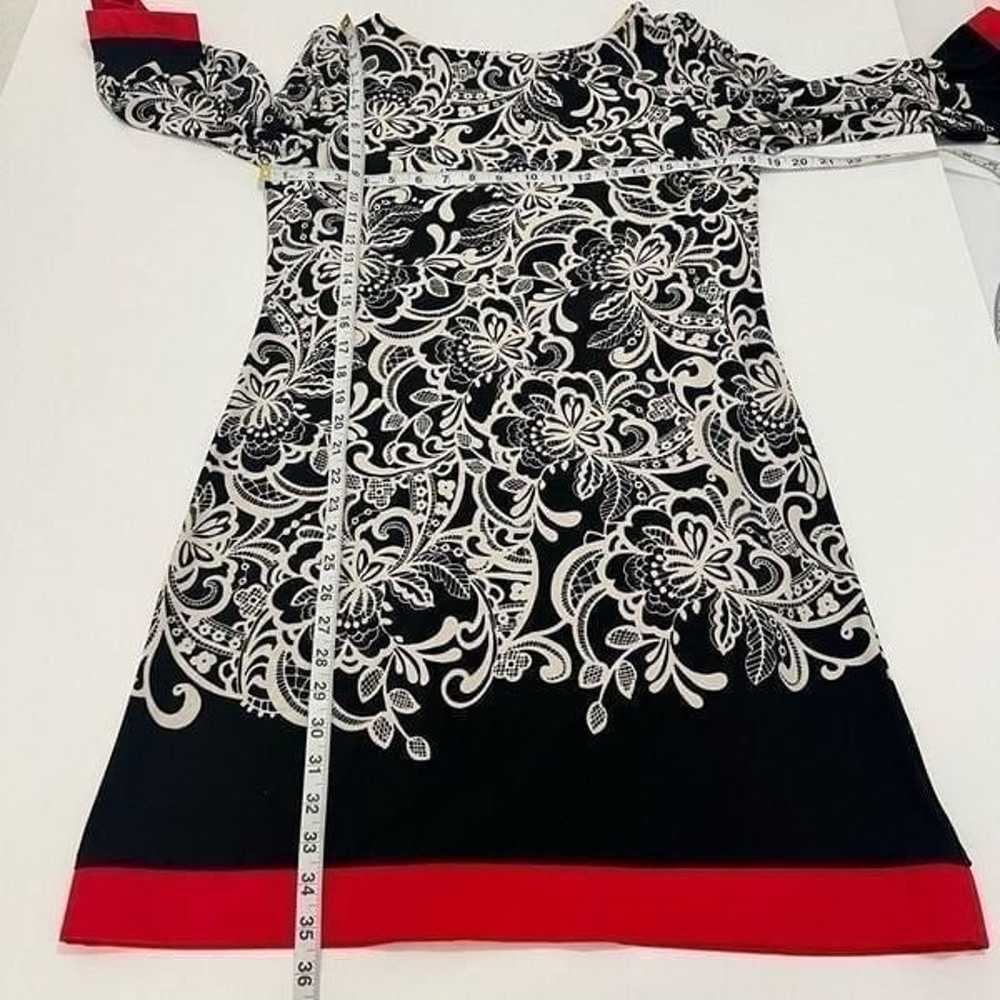 Eliza J Black White Red Floral Half Sleeve Scoop … - image 8