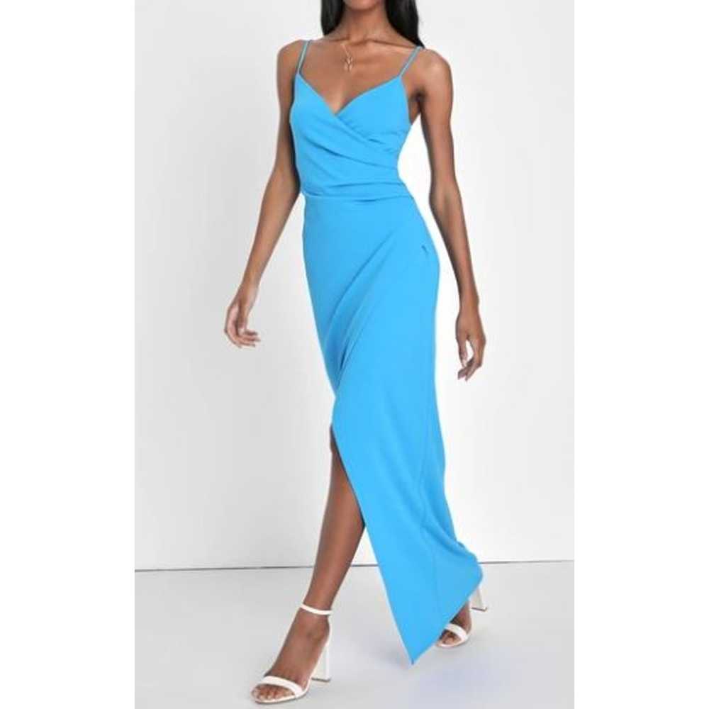 LULU'S L Blue Sweetest Admirer Ruched Sleeveless … - image 1