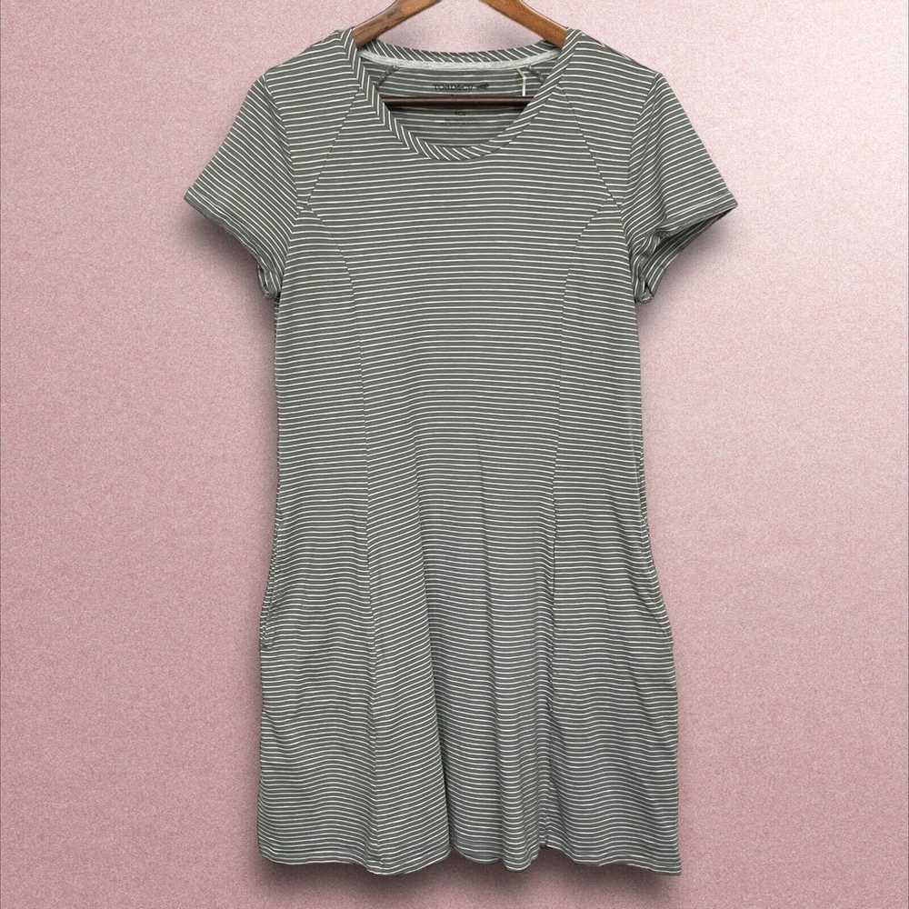 Toad & Co T-Shirt Dress Women Size L Gray Striped… - image 1