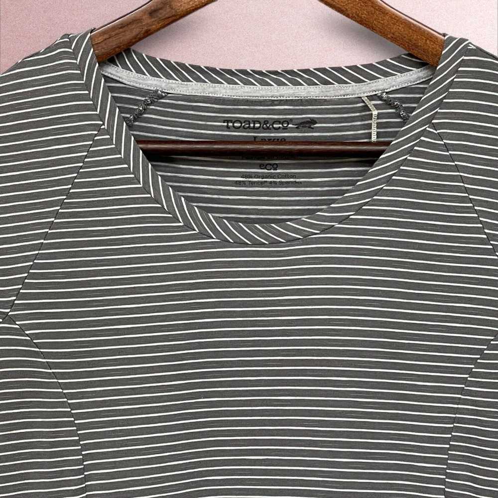 Toad & Co T-Shirt Dress Women Size L Gray Striped… - image 2