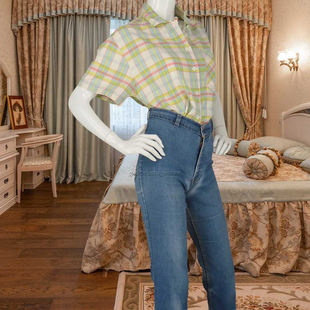 90s Vintage Pastel Crop Top Shirt M - image 12