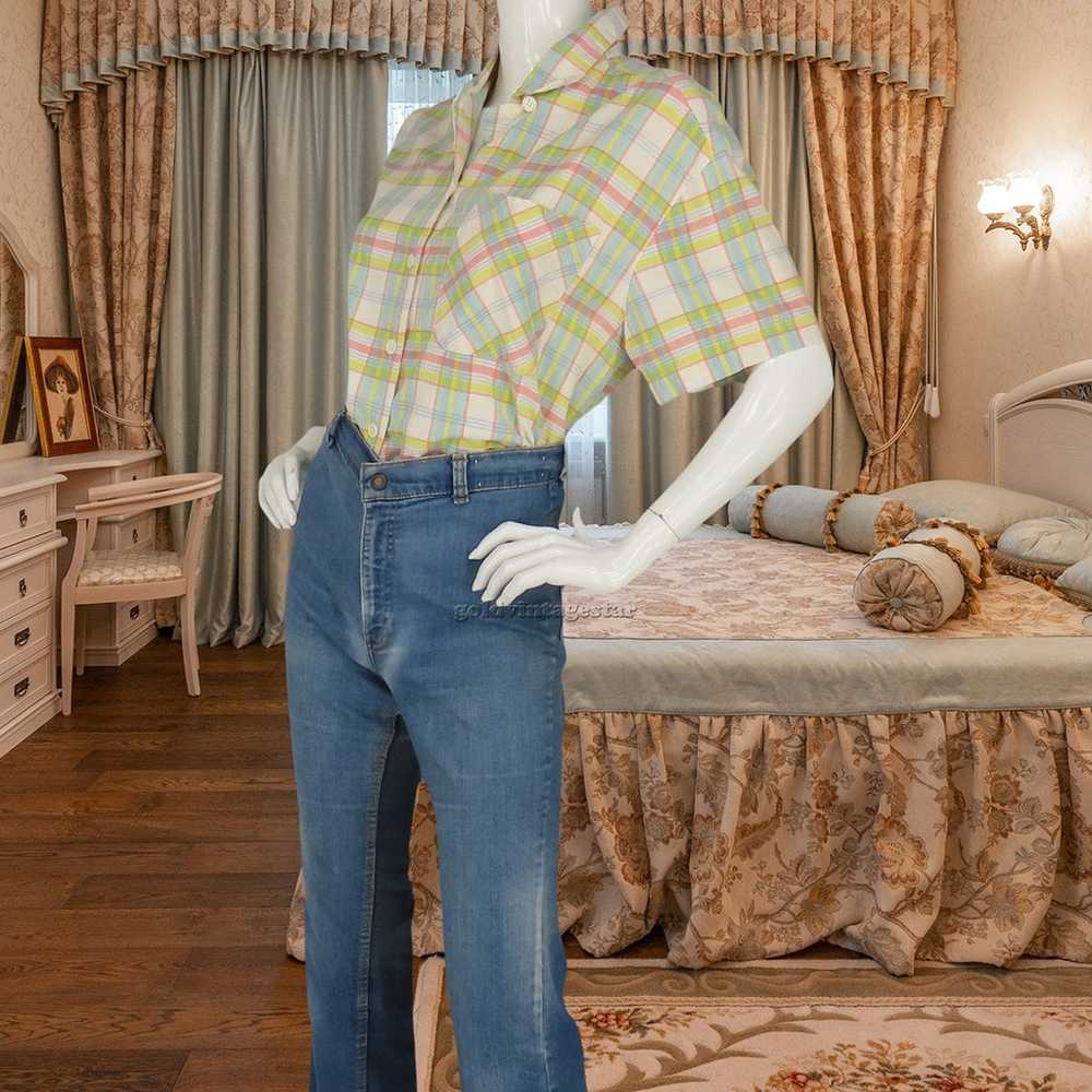 90s Vintage Pastel Crop Top Shirt M - image 5