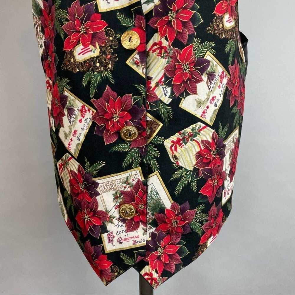 Vintage Christmas Vest Women Poinsettia Flowers H… - image 3