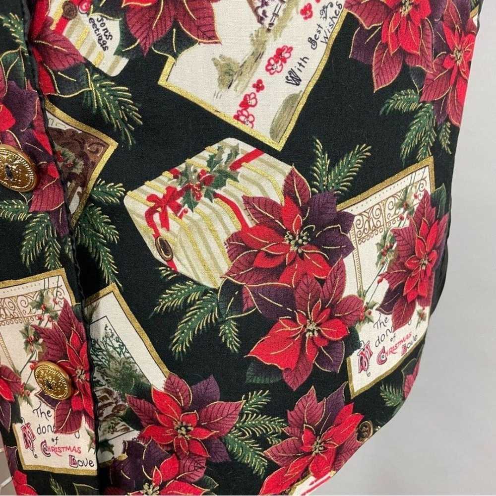 Vintage Christmas Vest Women Poinsettia Flowers H… - image 6