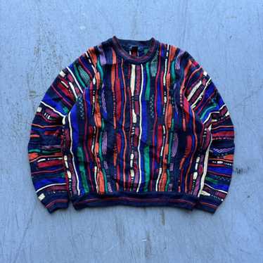 Vtg 90s Cotton Traders Coogi Style Slouch Crewneck Sweater outlet Mens L 3D Red Blue