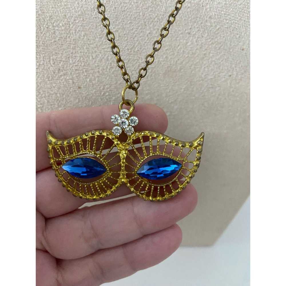 Vintage Vintage masquerade mask pendant necklace - image 2