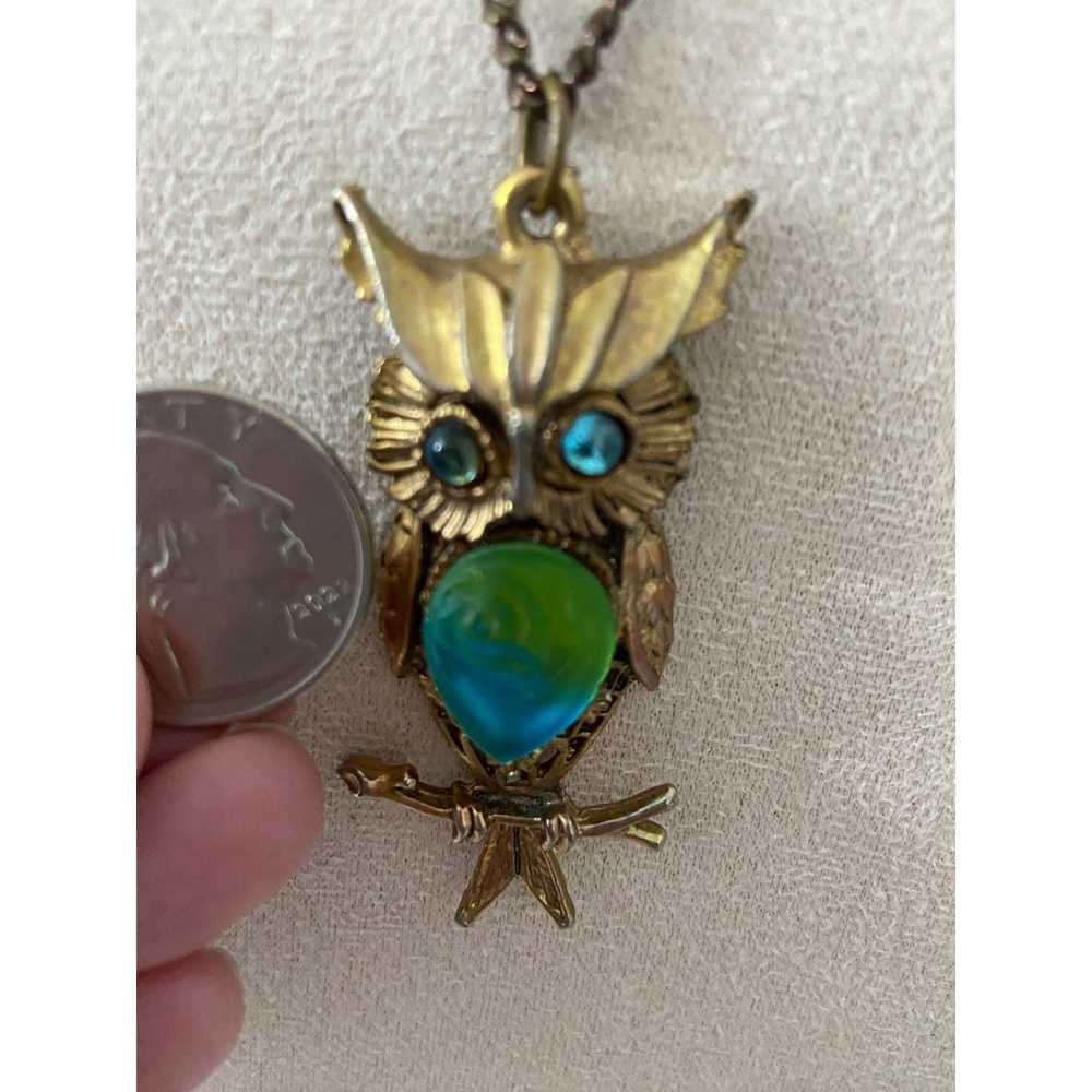 Vintage Vintage owl necklace gold tone - image 2