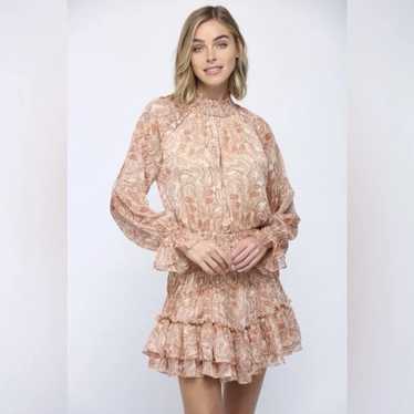 FATE Small Orange Tan Paisley Print Boho Ruffle Lo