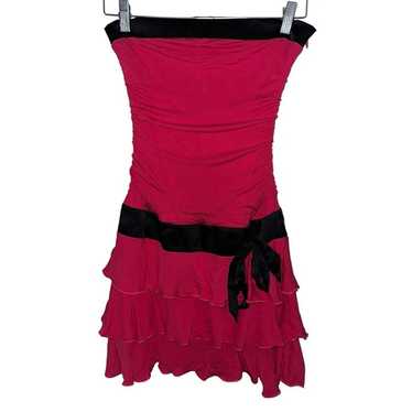 Vintage Y2K Bebe Mini Ruffle Strapless Dress Sz S… - image 1