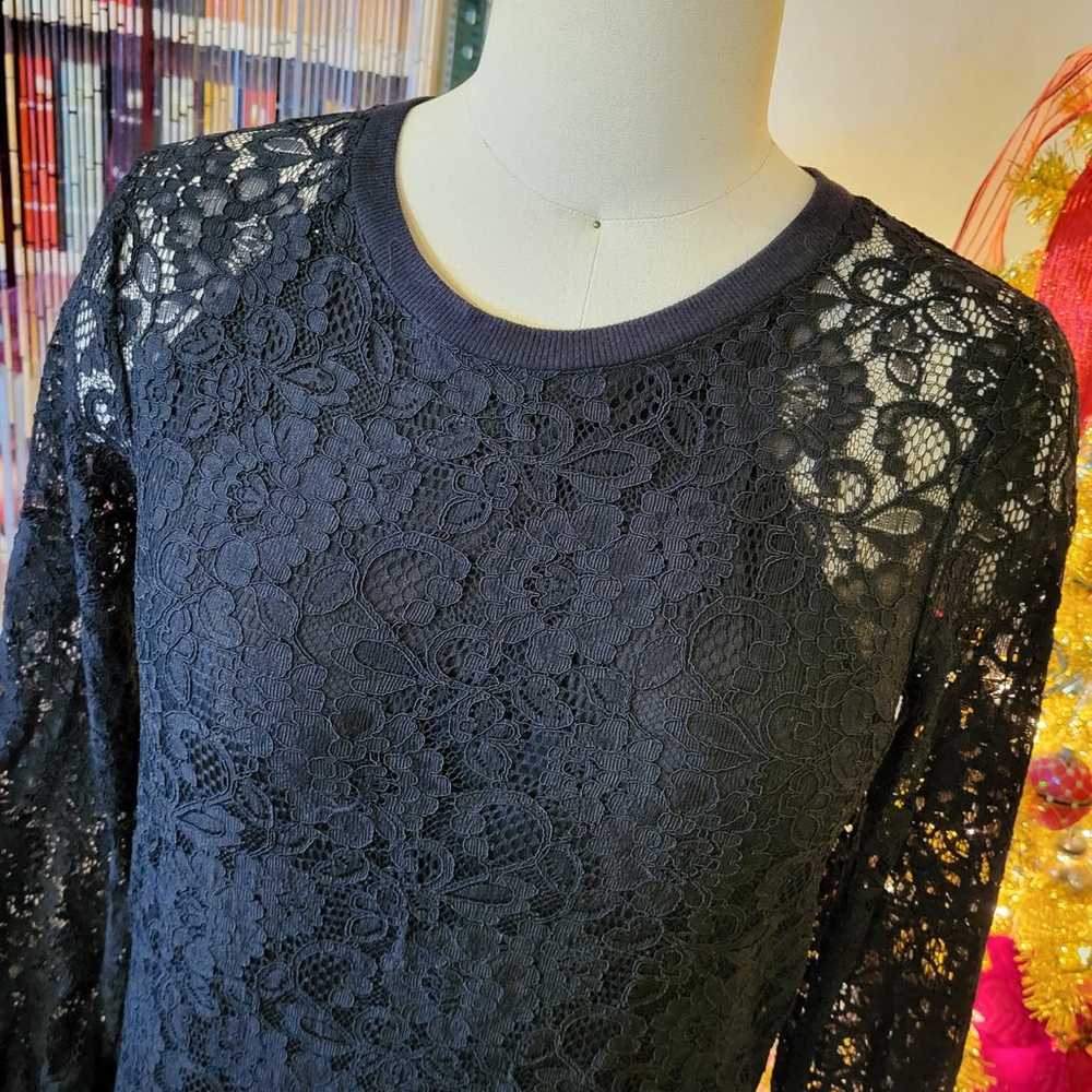 BCBG Black Lace Sweatshirt Dress Tank Under Long … - image 3