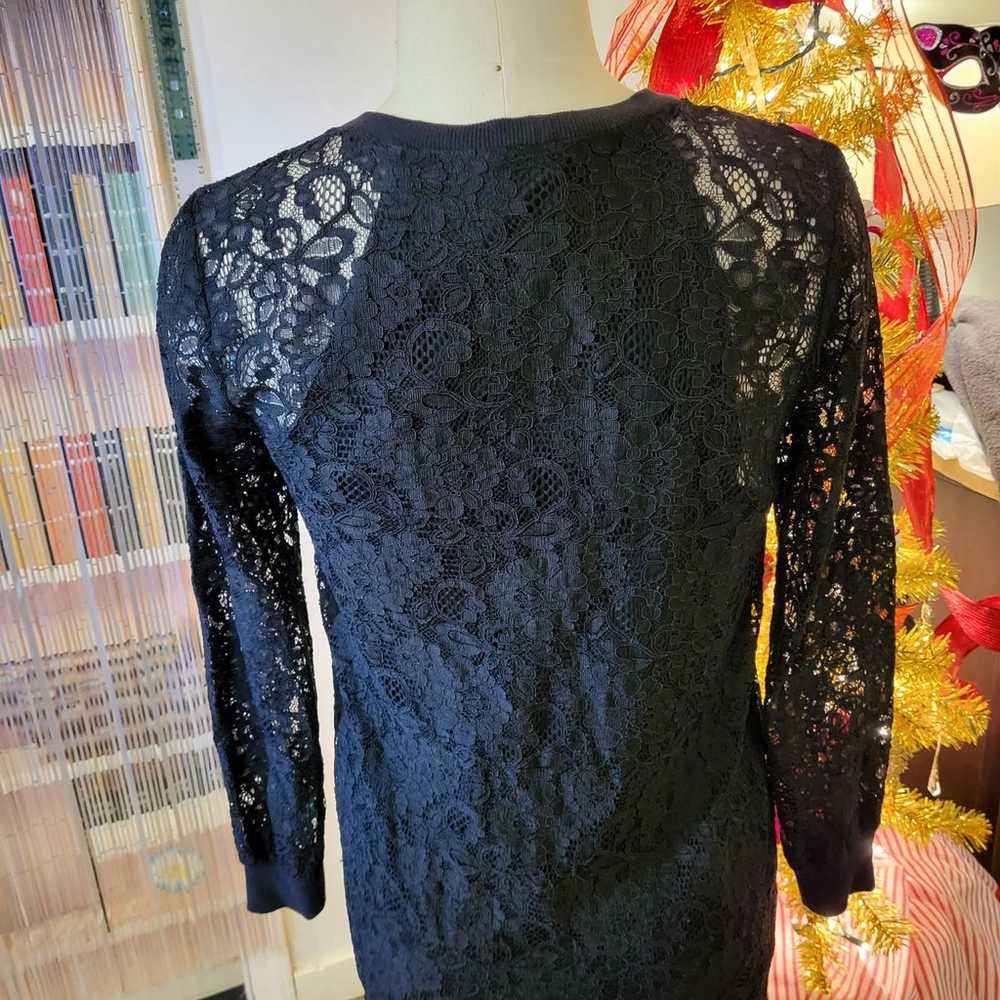 BCBG Black Lace Sweatshirt Dress Tank Under Long … - image 4