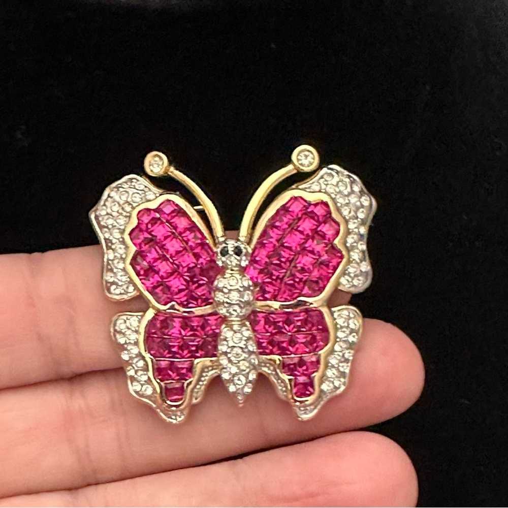 Brand Vintage Butterfly CZ And Pink Swarovski Cry… - image 3